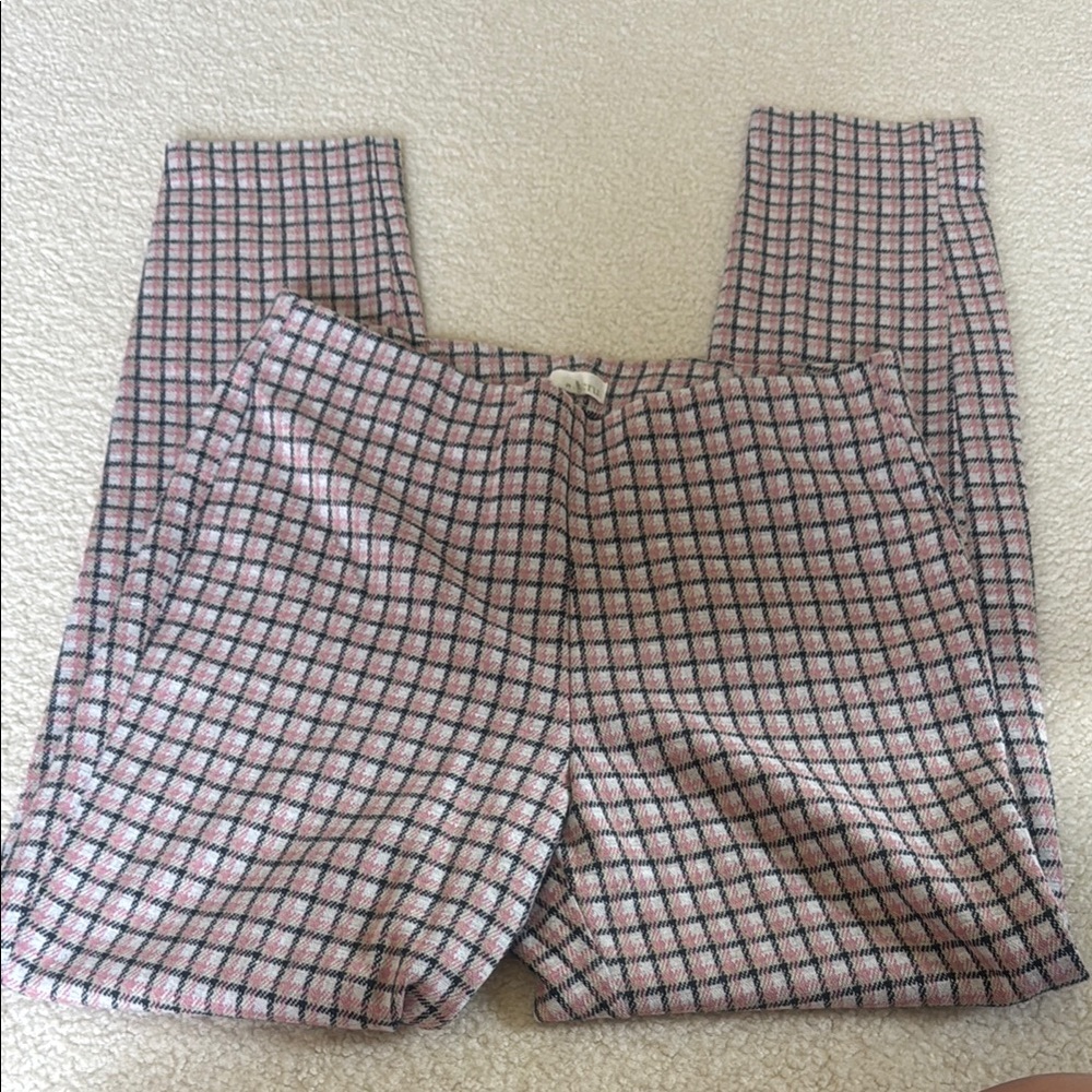 Ecru Pink and Black Trousers with Tailored Fit